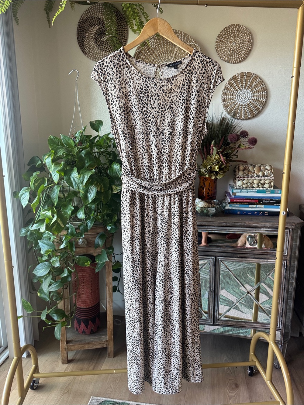 Leopard Print Wide-Leg Jumpsuit Romper Women’s Small
